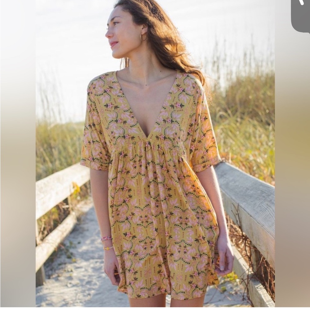 NATURAL LIFE Yellow Floral Mini Dress
